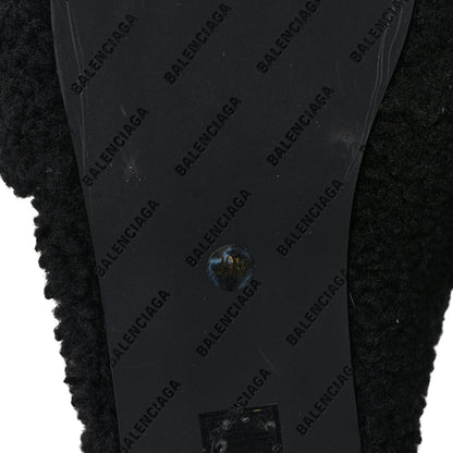 Balenciaga Faux Shearling Drapy Slide Sandals 39.5 Black 6 of 7