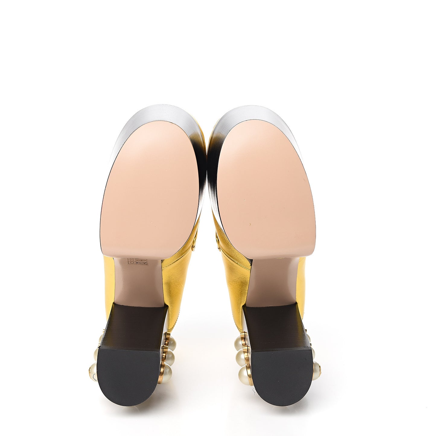 Malaga Kid Pearl Studded Vegas Platform Loafers 40 Gold