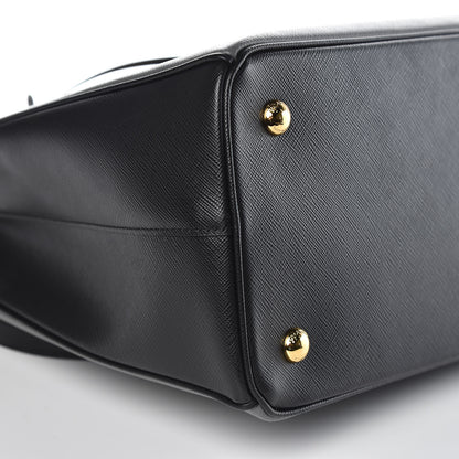 Prada Saffiano Lux Bi-Color Medium Tote Mercurio Black 8 of 9