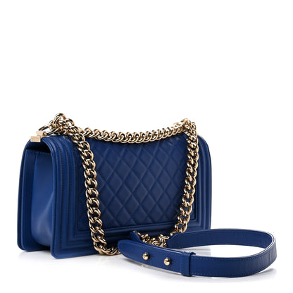 Chanel Calfskin Quilted Medium Boy Flap Blue 3 of 10