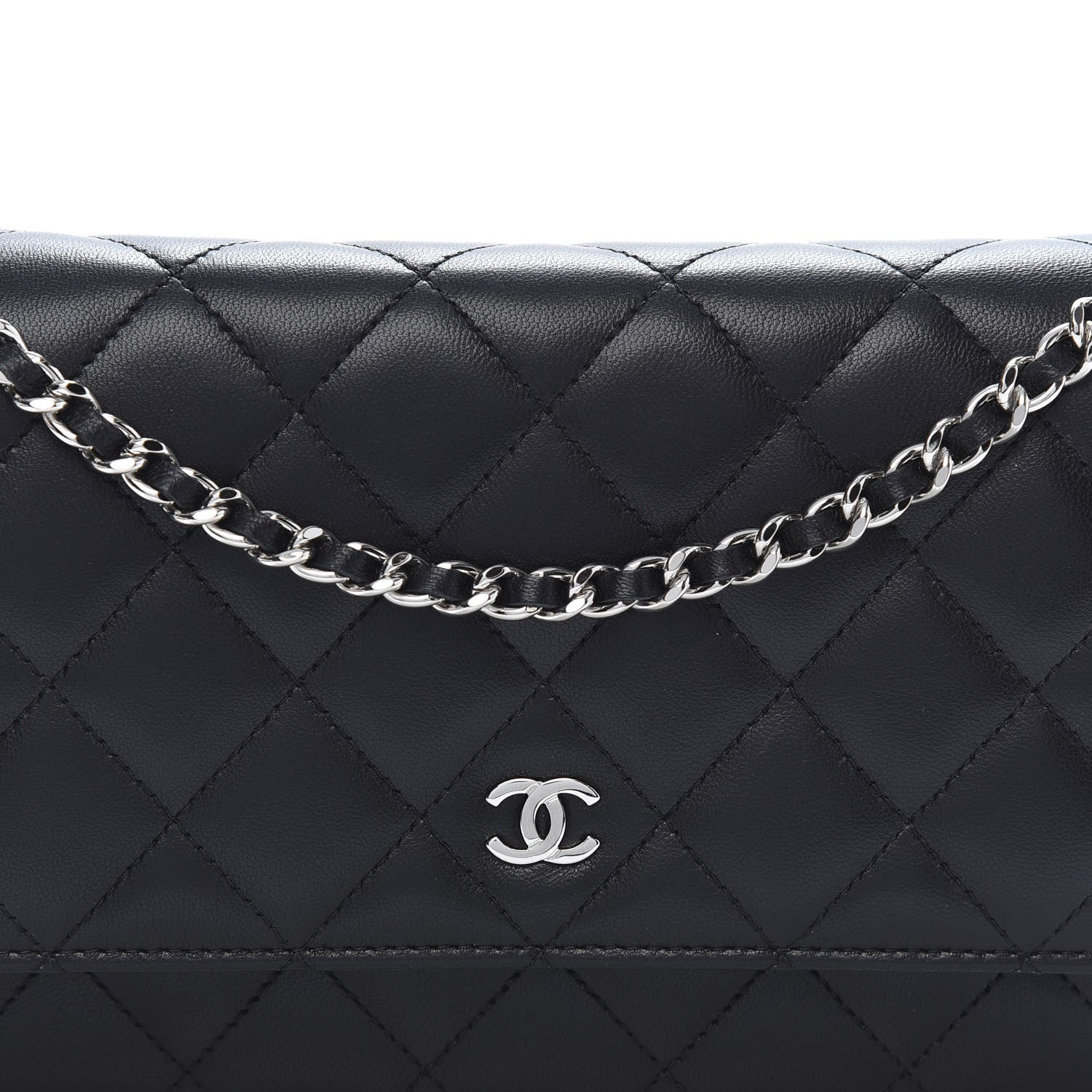 Chanel Lambskin Quilted Wallet On Chain WOC Black 11 of 12