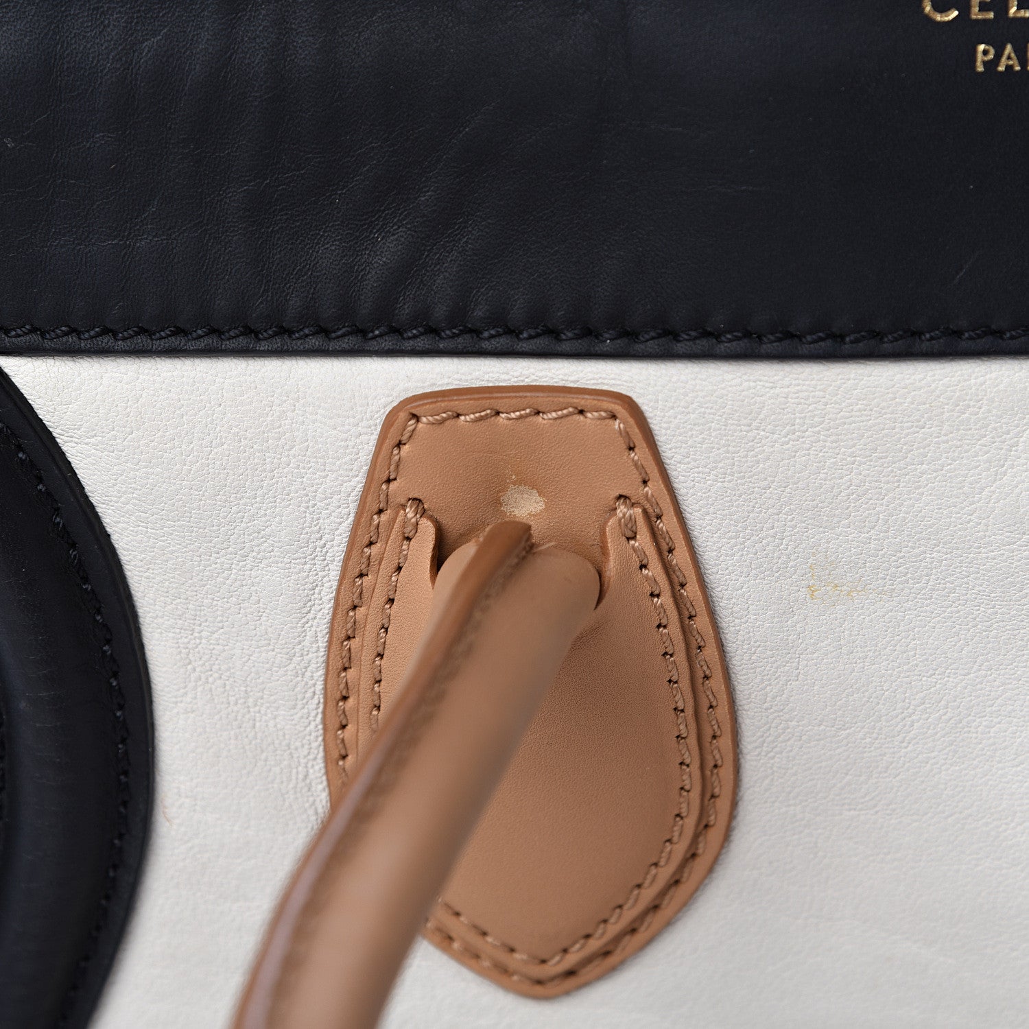 Celine Calfskin Mini Tri-Color Luggage Black Brown White 19 of 24