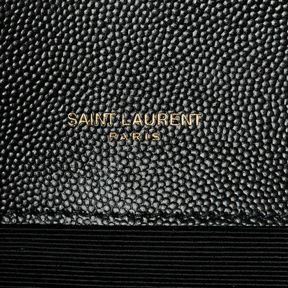 Saint Laurent Grain De Poudre Textured Mixed Matelasse Triquilt Small Monogram Satchel Black 7 of 11