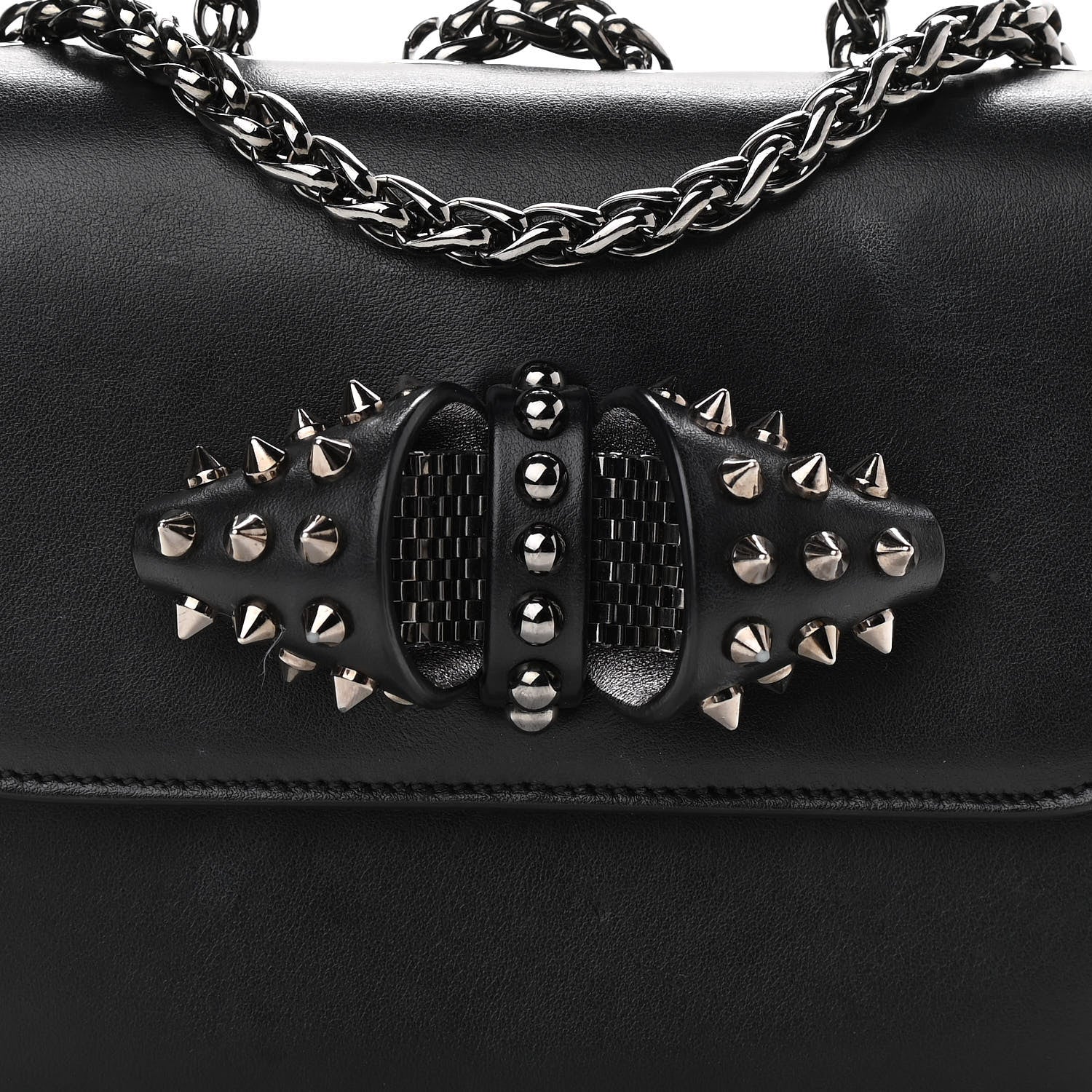 Christian Louboutin Calfskin Baby Sweety Charity NV Shoulder Bag Black 9 of 12
