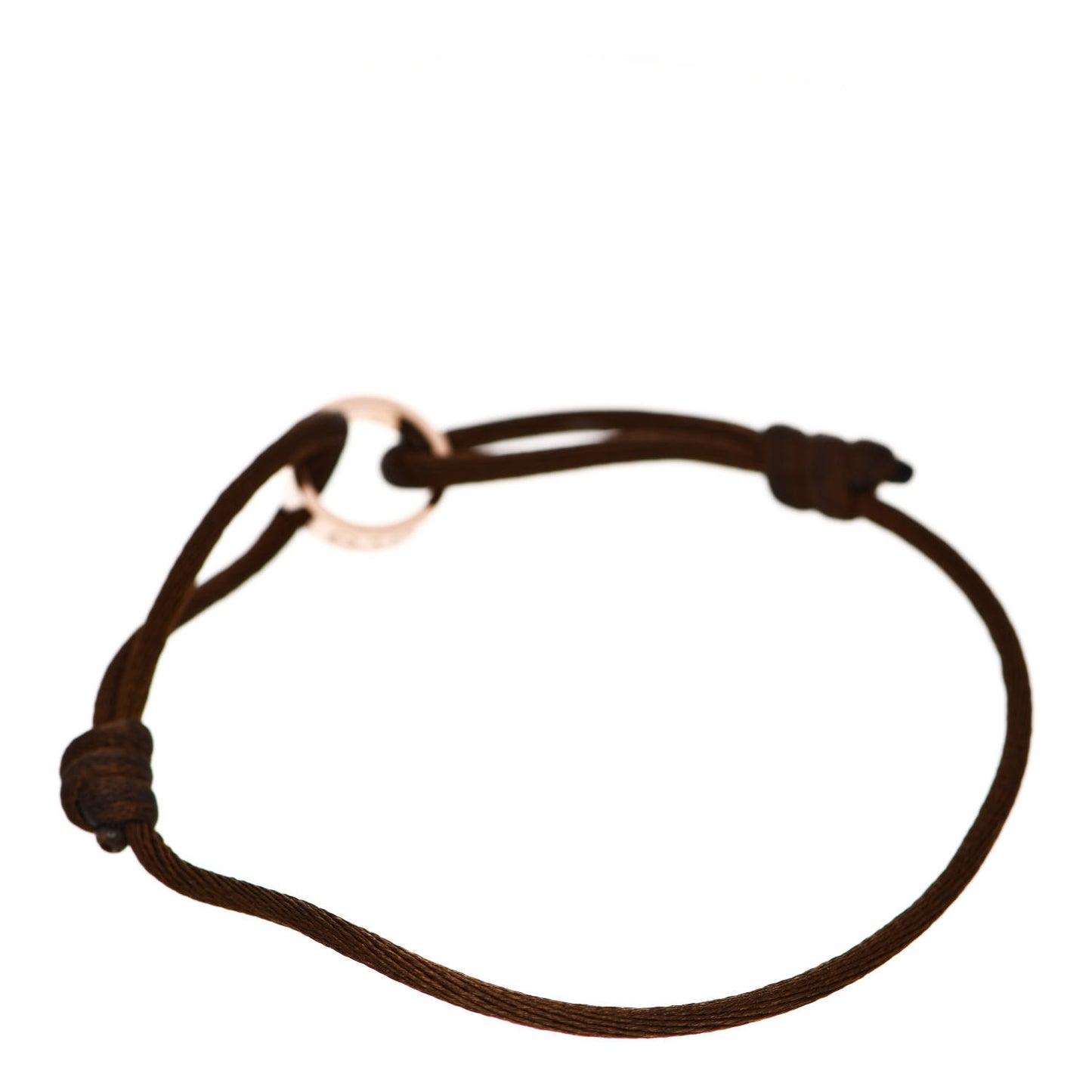 18K Pink Gold Charity LOVE Adjustable Cord Bracelet Brown