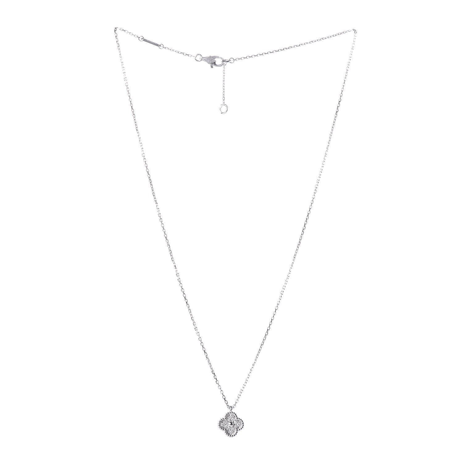 Van Cleef & Arpels 18K White Gold Diamond Sweet Alhambra Pendant Necklace 3 of 8