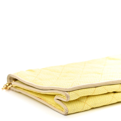 Chanel Straw Woven Quilted Flap Yellow 9 of 21