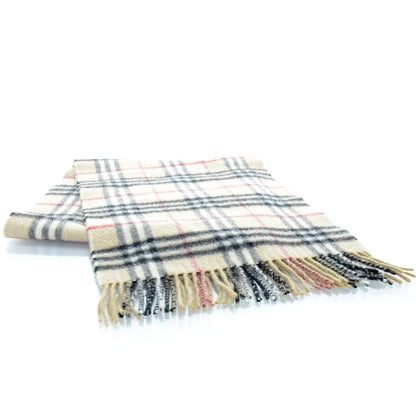 Burberry Cashmere Check Fringe Scarf Camel 1 of 4