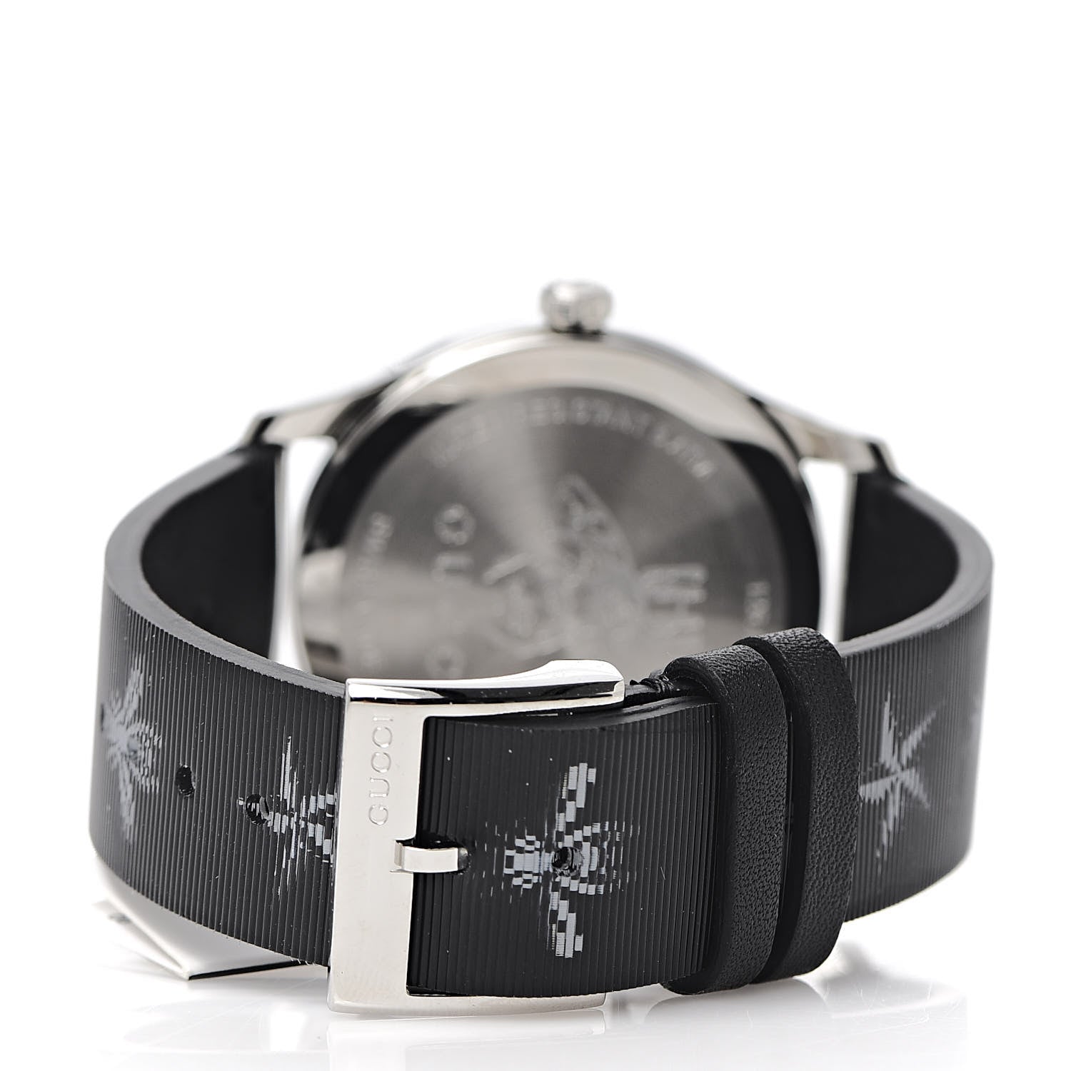 Gucci Stainless Steel Calfskin 38mm G-Timeless Bee Star Hologram Quartz Watch Black 4 of 6