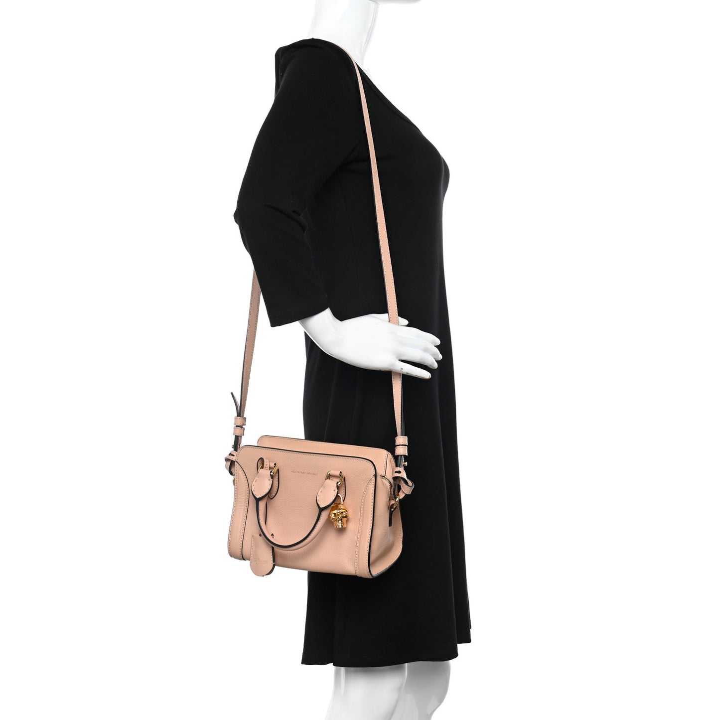 Pebbled Calfskin Mini Skull Padlock Zip Around Tote Boudoir