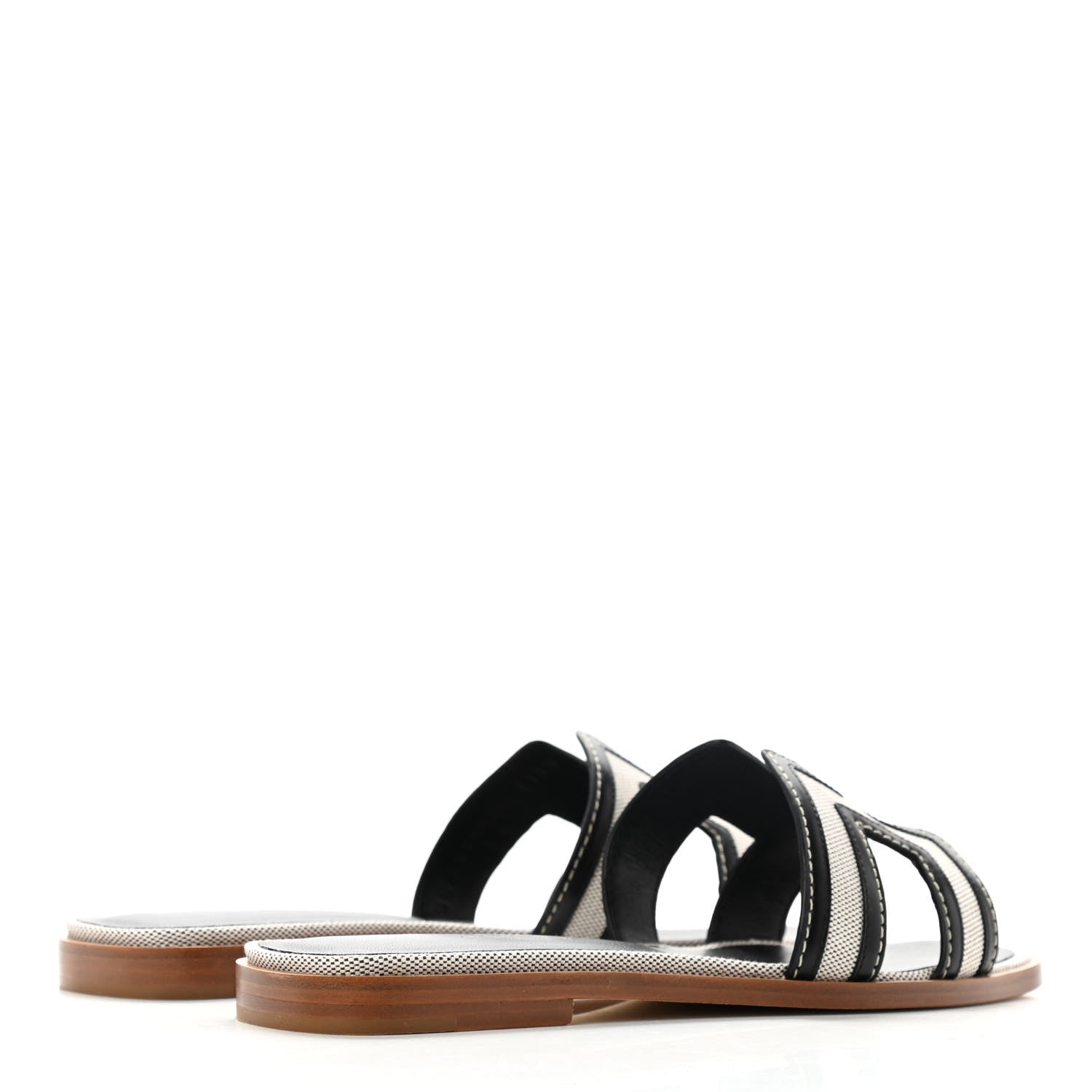 Hermes Calfskin Canvas Oran Sandals 36.5 Black 5 of 10