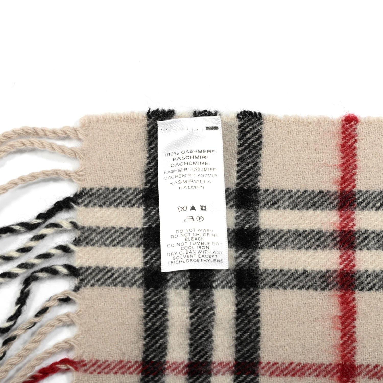 Burberry Wool Cashmere House Check Fringe Scarf 4 of 4
