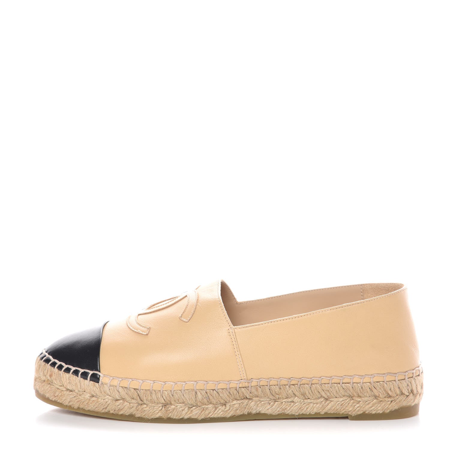 Chanel Lambskin CC Espadrilles 36 Beige Black 1 of 11
