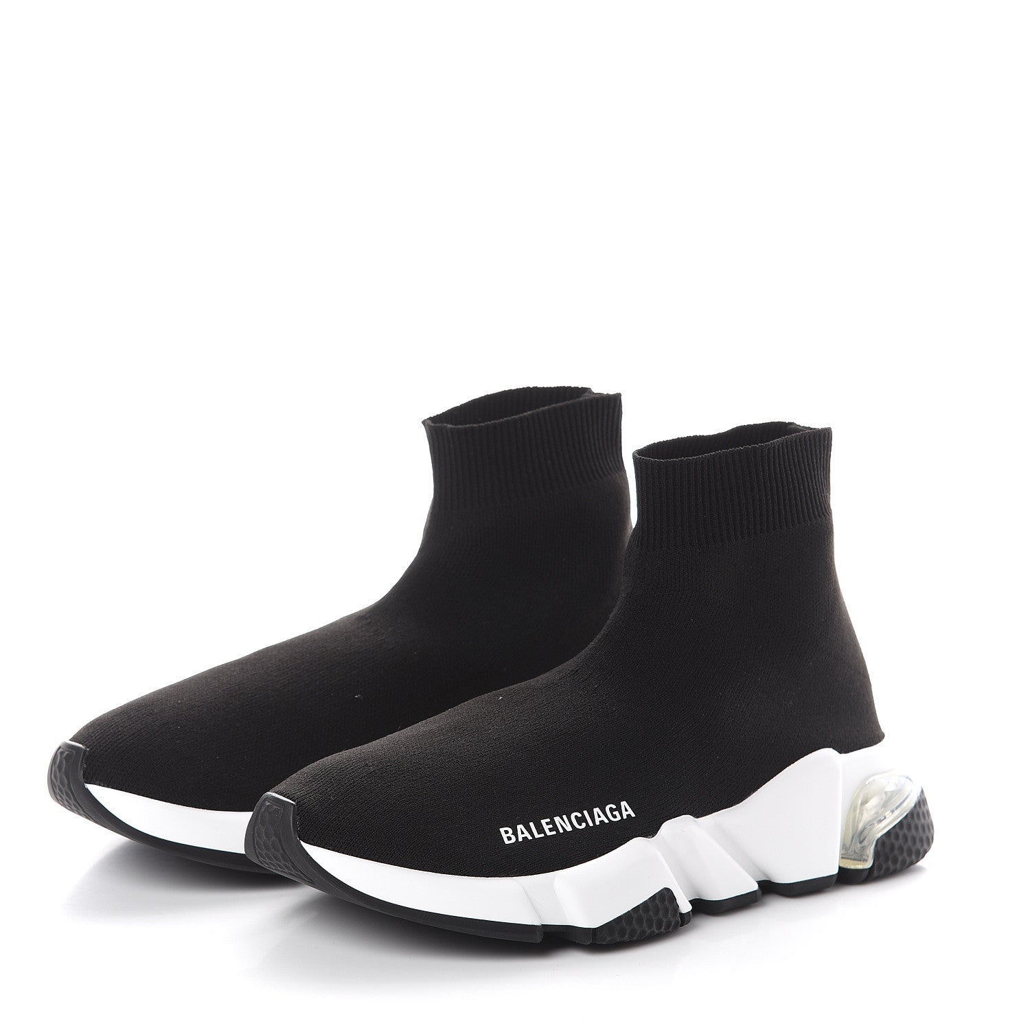 Balenciaga Neoprene Knit Womens Speed Clear Sole Sneakers 36 Black White 3 of 6