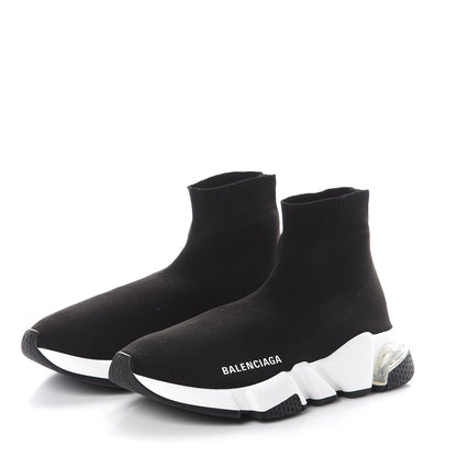 Balenciaga Neoprene Knit Womens Speed Clear Sole Sneakers 36 Black White 3 of 6