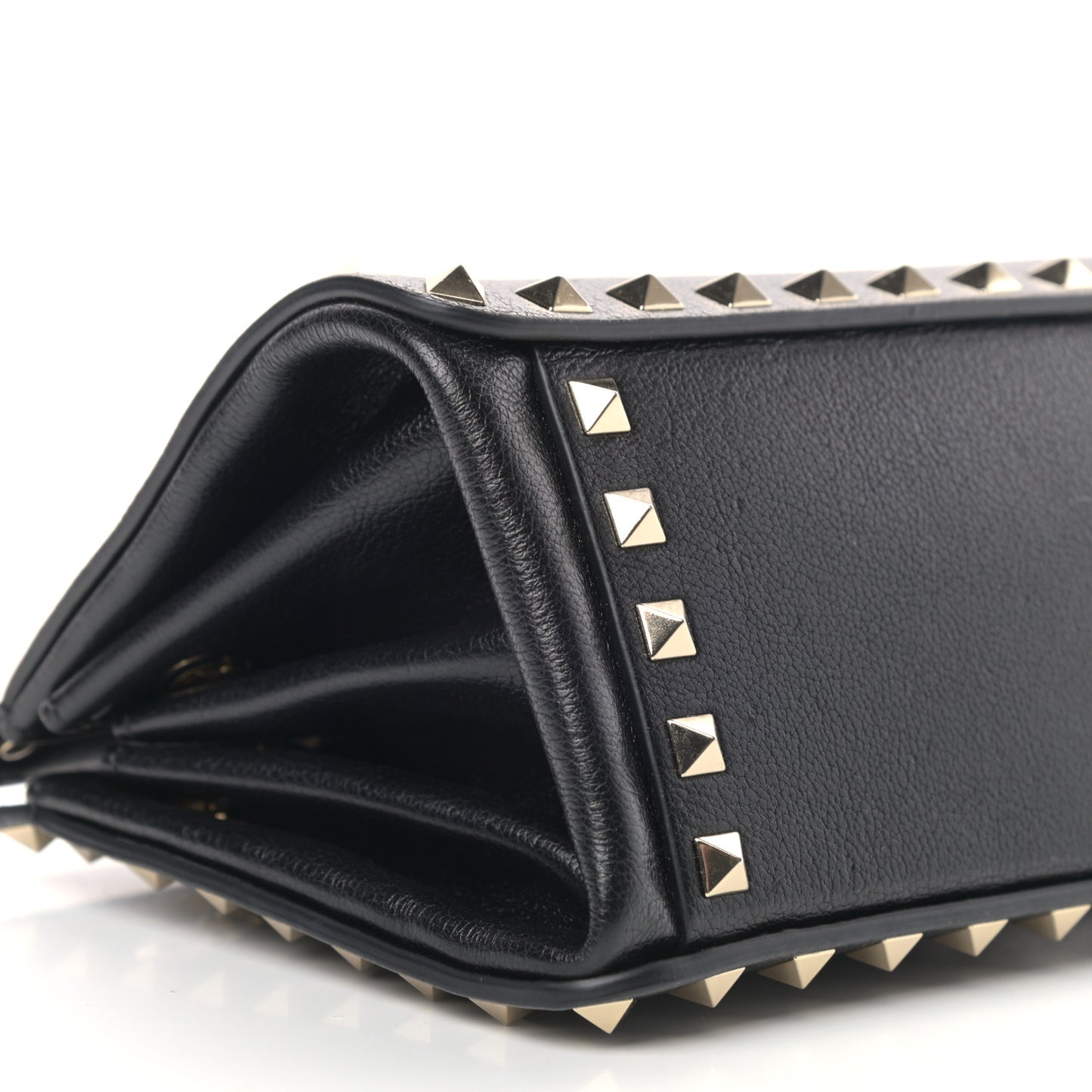 Calfskin Rockstud Mini Chain Shoulder Bag Black