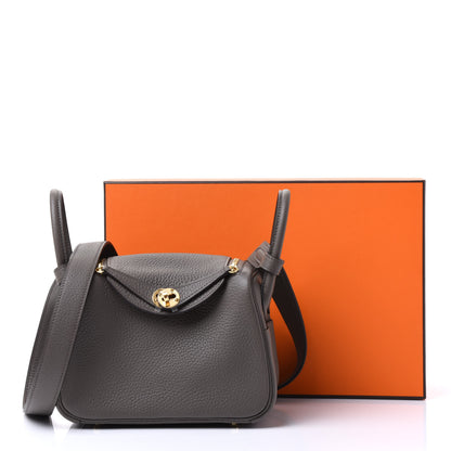 Hermes Taurillon Clemence Mini Lindy 20 Etain 11 of 11