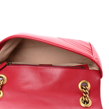Gucci Calfskin Matelasse Small GG Marmont Shoulder Bag Hibiscus Red 6 of 17