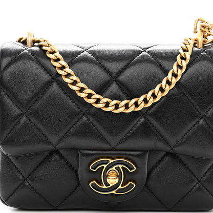 Chanel Lambskin Enamel Quilted Mini Pending CC Square Flap Black 7 of 9