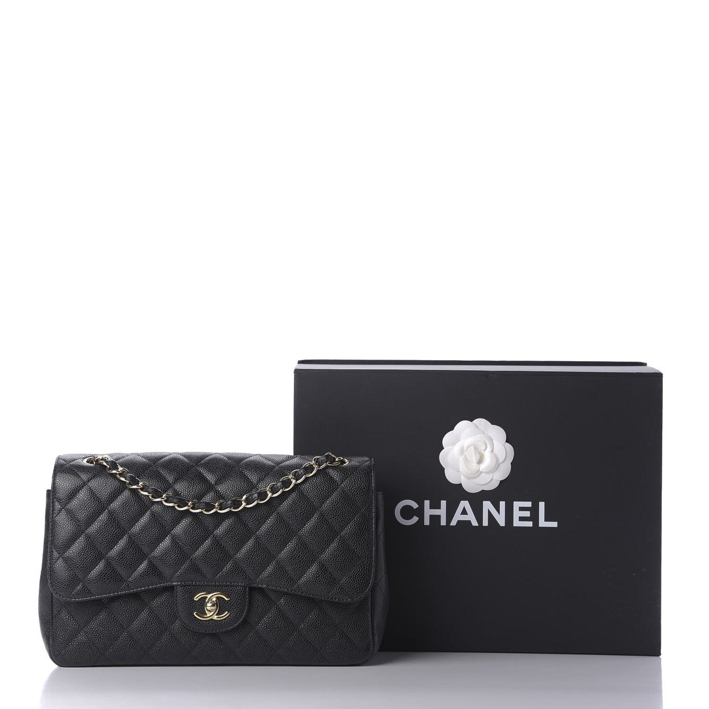 Caviar Quilted Jumbo Double Flap Black