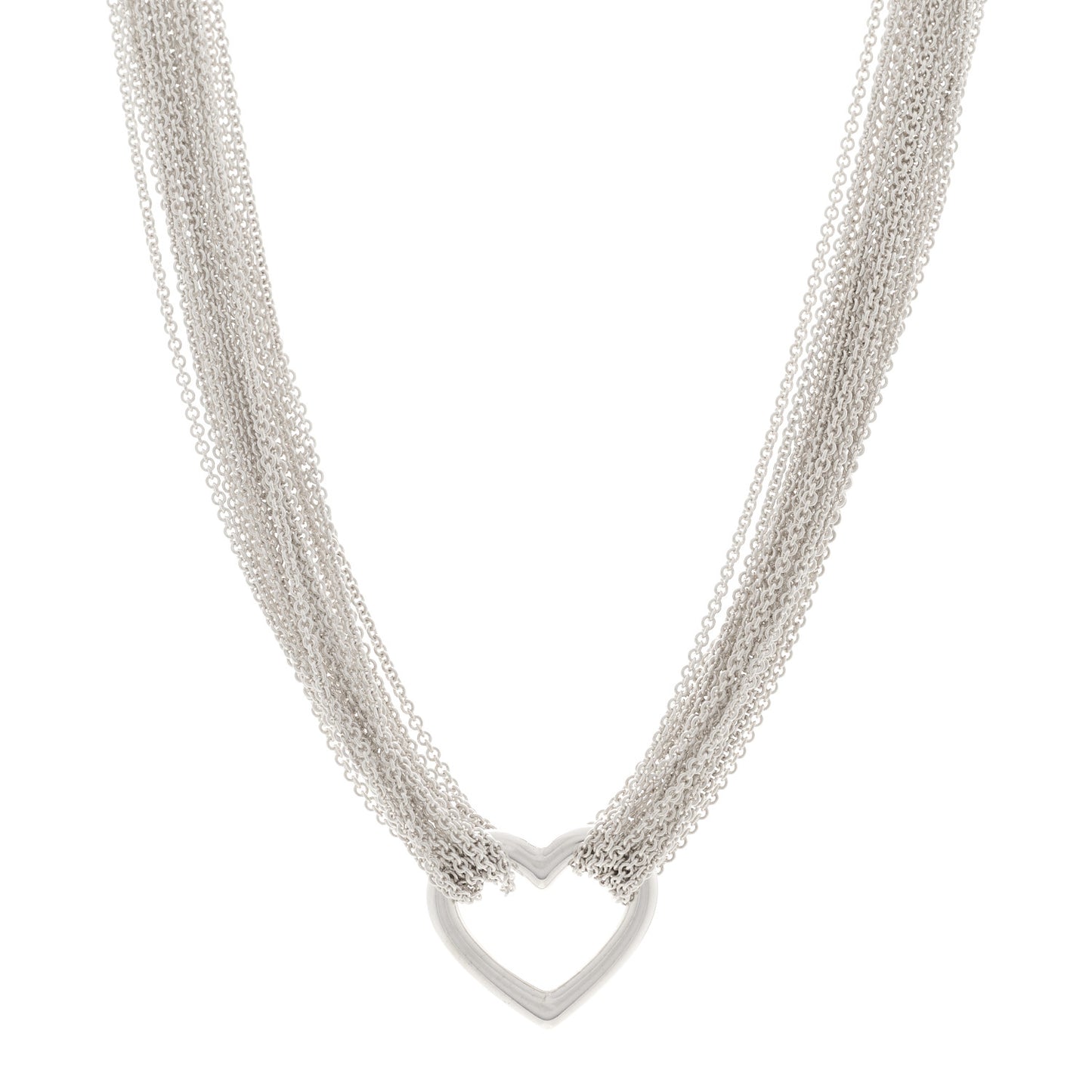 Sterling Silver Heart Multi Chain Toggle Necklace