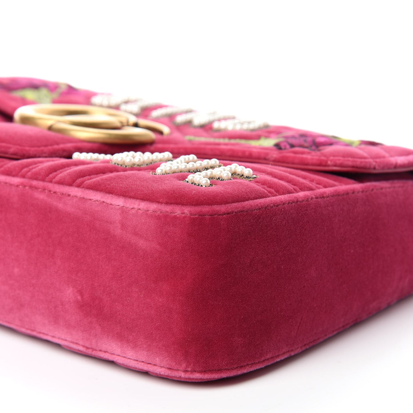 Velvet Matelasse Blind for Love Embroidered Medium GG Marmont Shoulder Bag Light Raspberry Rose Multicolor