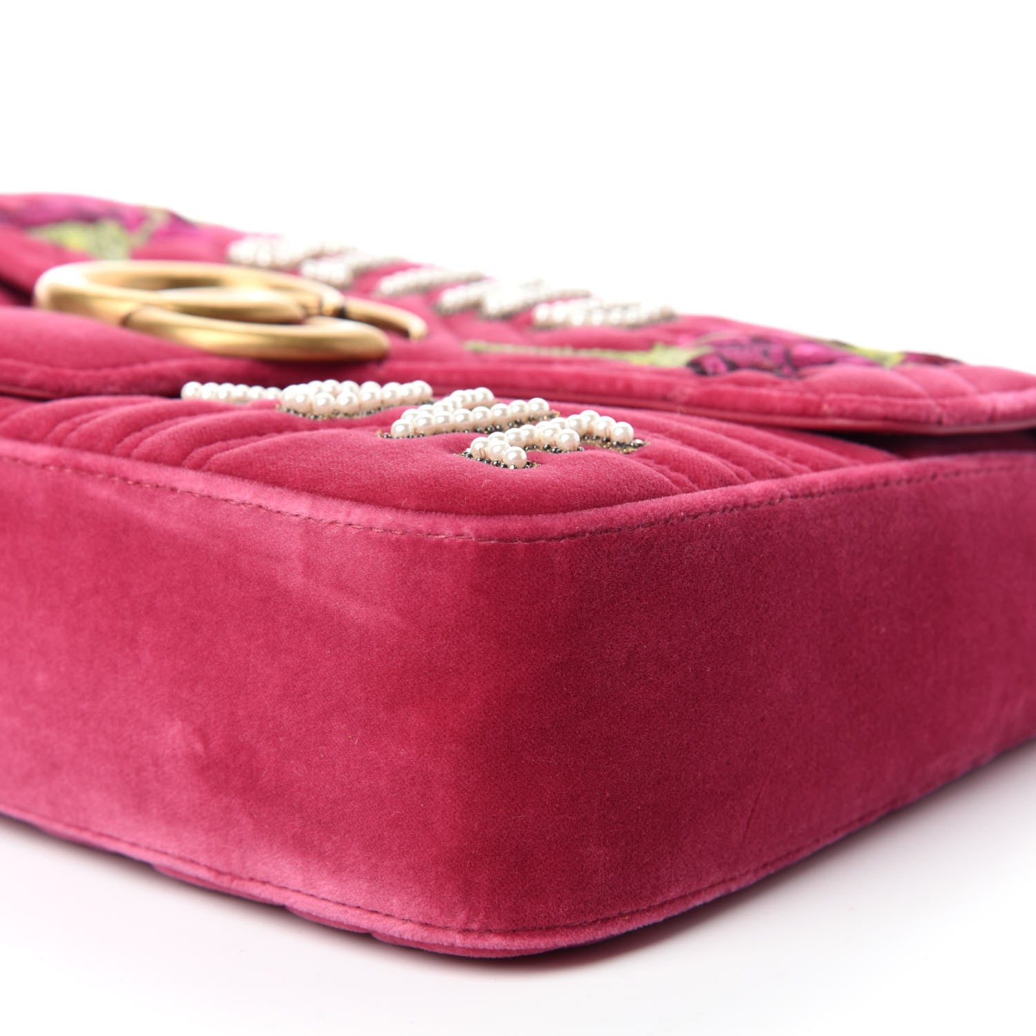 Gucci Velvet Matelasse Blind for Love Embroidered Medium GG Marmont Shoulder Bag Light Raspberry Rose Multicolor 6 of 9