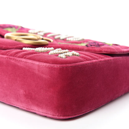 Gucci Velvet Matelasse Blind for Love Embroidered Medium GG Marmont Shoulder Bag Light Raspberry Rose Multicolor 6 of 9