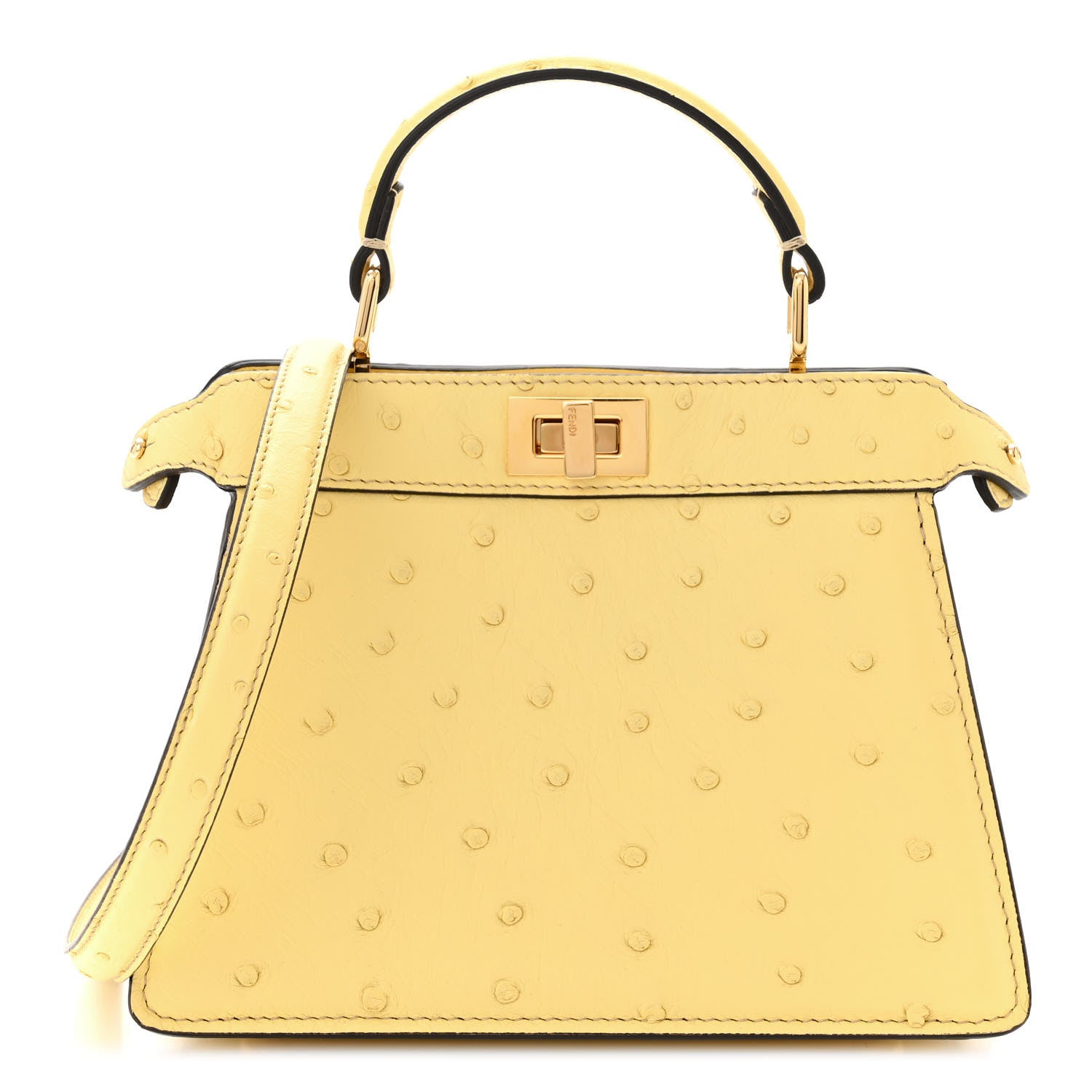 Fendi Ostrich Shiny Nappa Petite Peekaboo I SEE U Satchel Grano 1 of 9
