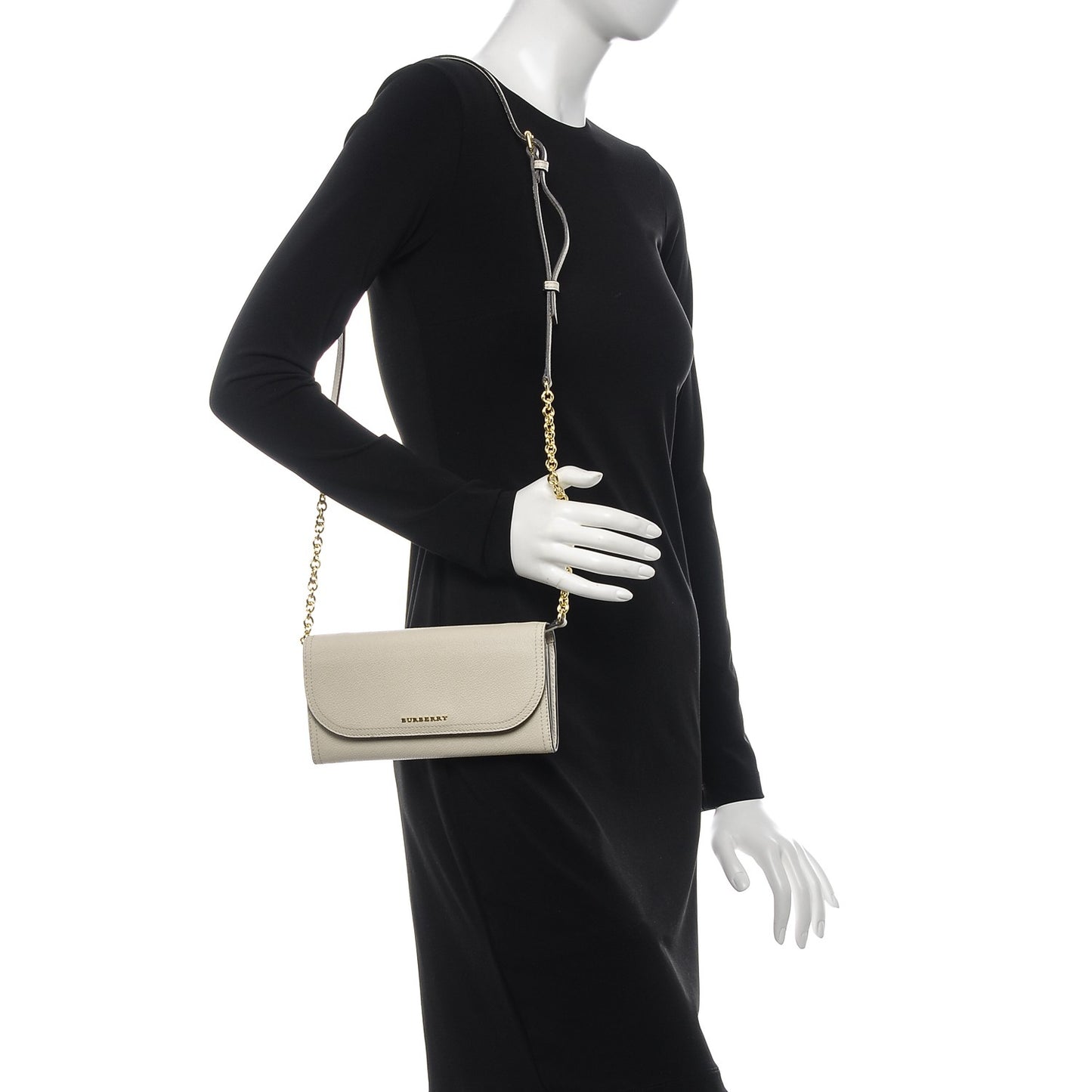 Grainy Calfskin Henley Wallet On Chain Limestone
