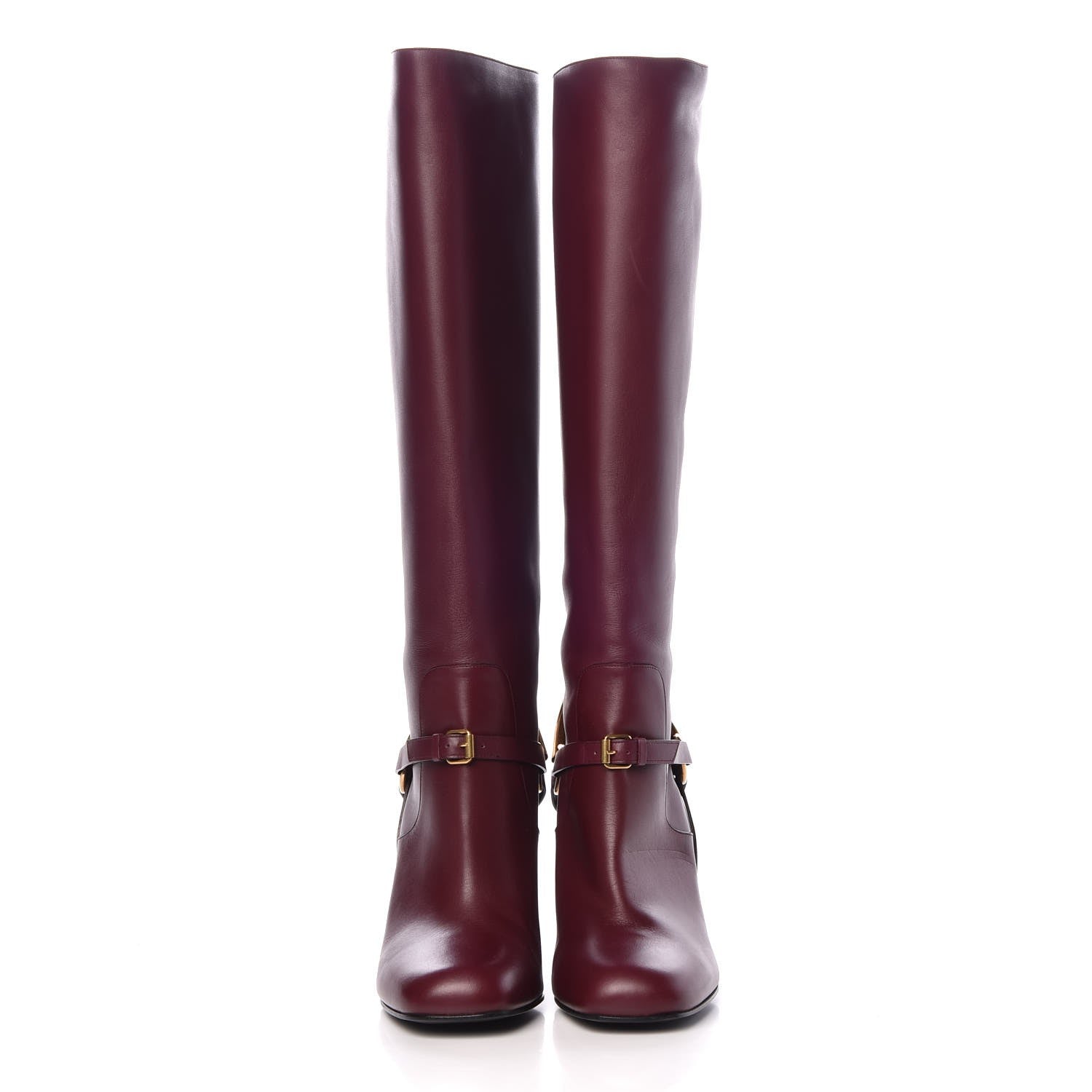 Gucci Calfskin Lifford Knee High Boots 38 Classic Burgundy 2 of 8
