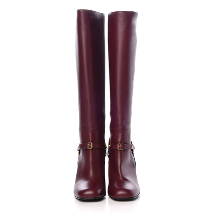 Gucci Calfskin Lifford Knee High Boots 38 Classic Burgundy 2 of 8