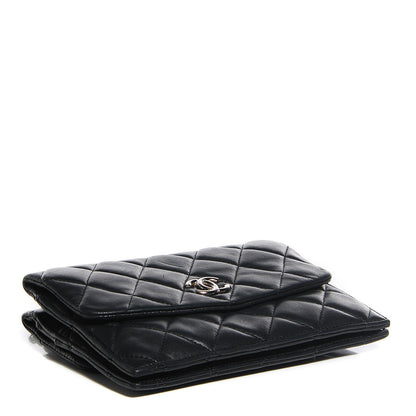 Chanel Lambskin Quilted Double Sided Wallet On Chain WOC Black 4 of 7