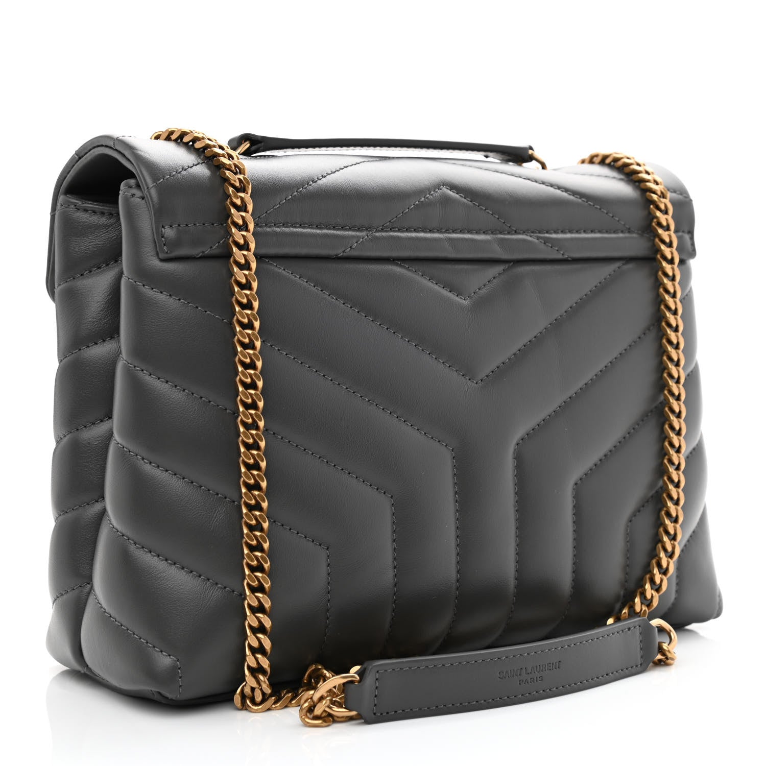 Saint Laurent Calfskin Y Quilted Monogram Small Loulou Chain Satchel Storm 3 of 10