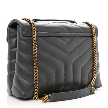 Saint Laurent Calfskin Y Quilted Monogram Small Loulou Chain Satchel Storm 3 of 10