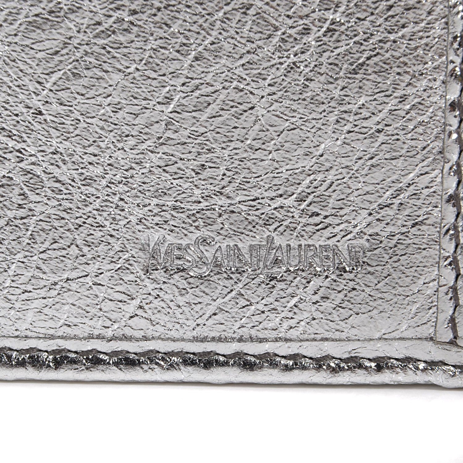 Saint Laurent Metallic Leather Belle de Jour Wallet Silver 6 of 7