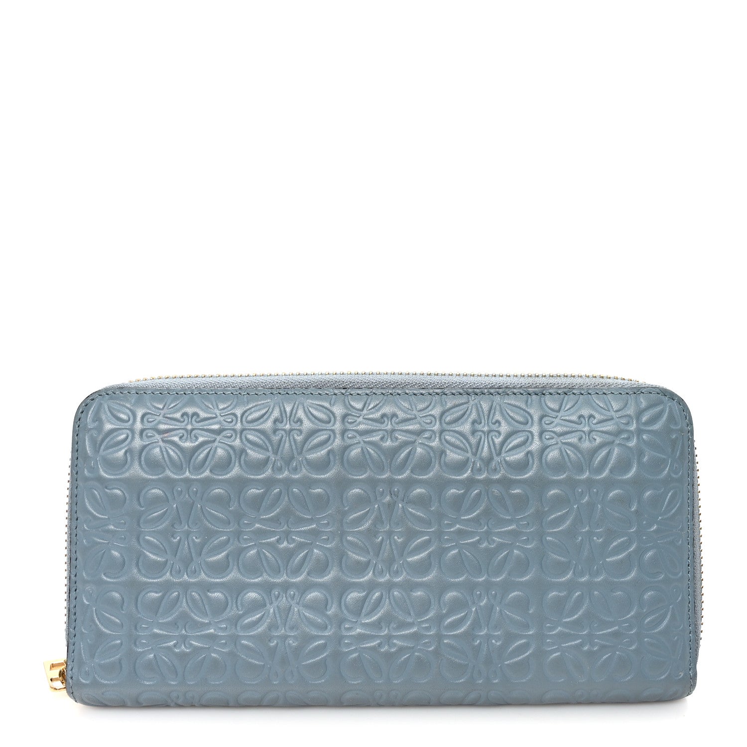 Loewe Calfskin Embossed Repeat Medium Zip Wallet Stone Blue 1 of 6