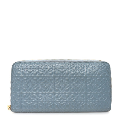 Loewe Calfskin Embossed Repeat Medium Zip Wallet Stone Blue 1 of 6