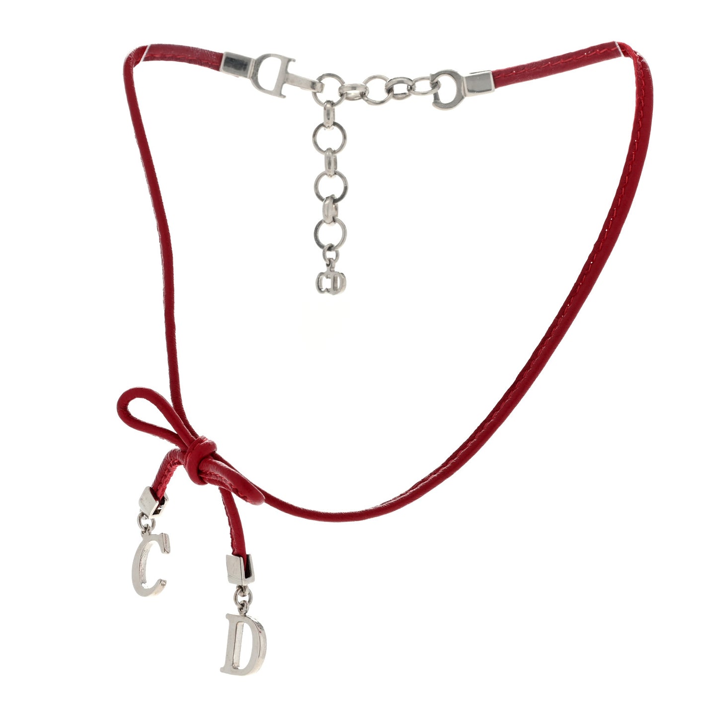 Calfskin CD Bow Choker Necklace Red