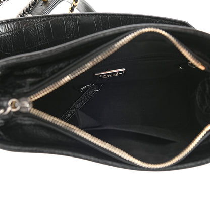 Chanel Calfskin Crocodile Embossed Small Gabrielle Cocodile Hobo Black 5 of 9