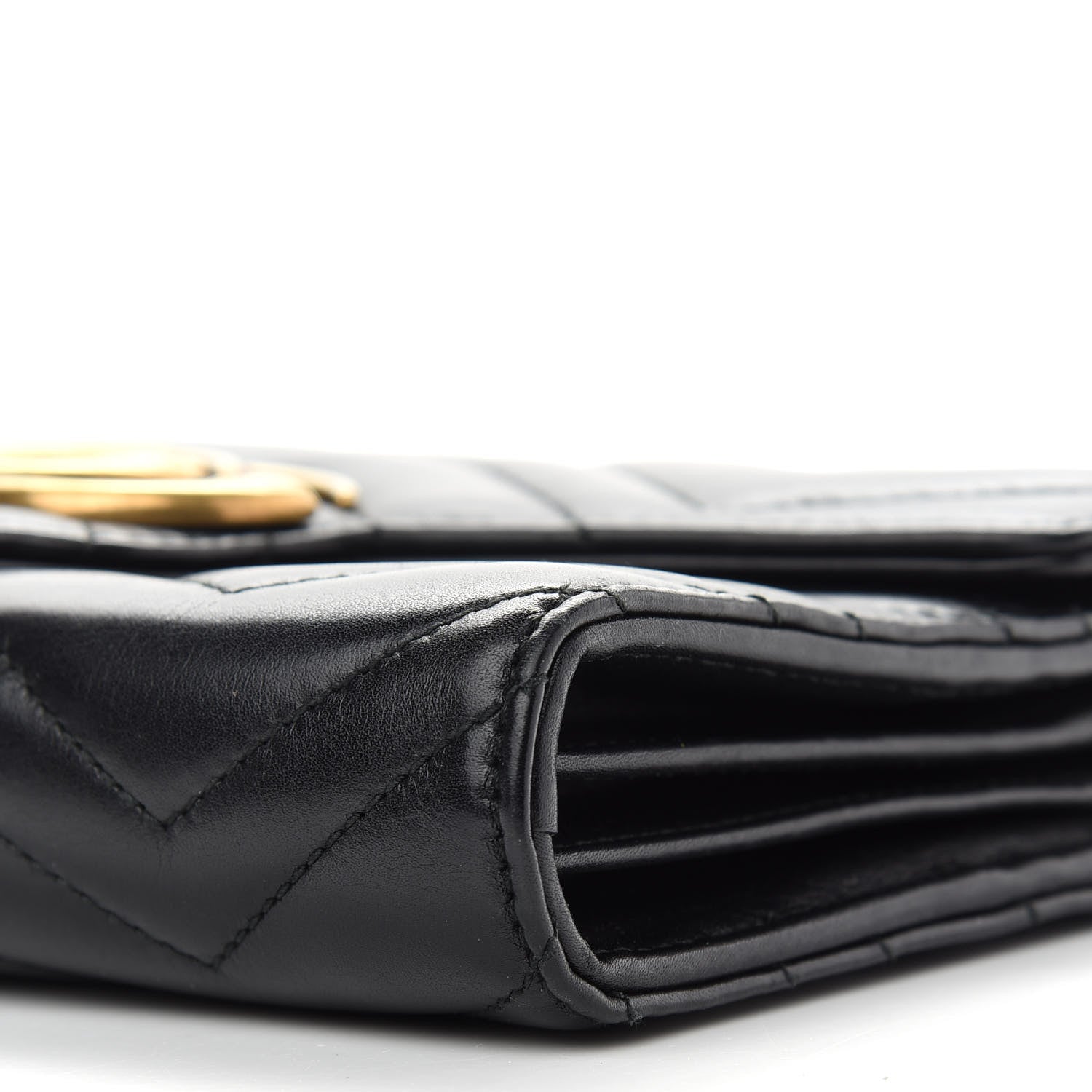 Gucci Calfskin Matelasse GG Marmont Chain Wallet Black 9 of 11