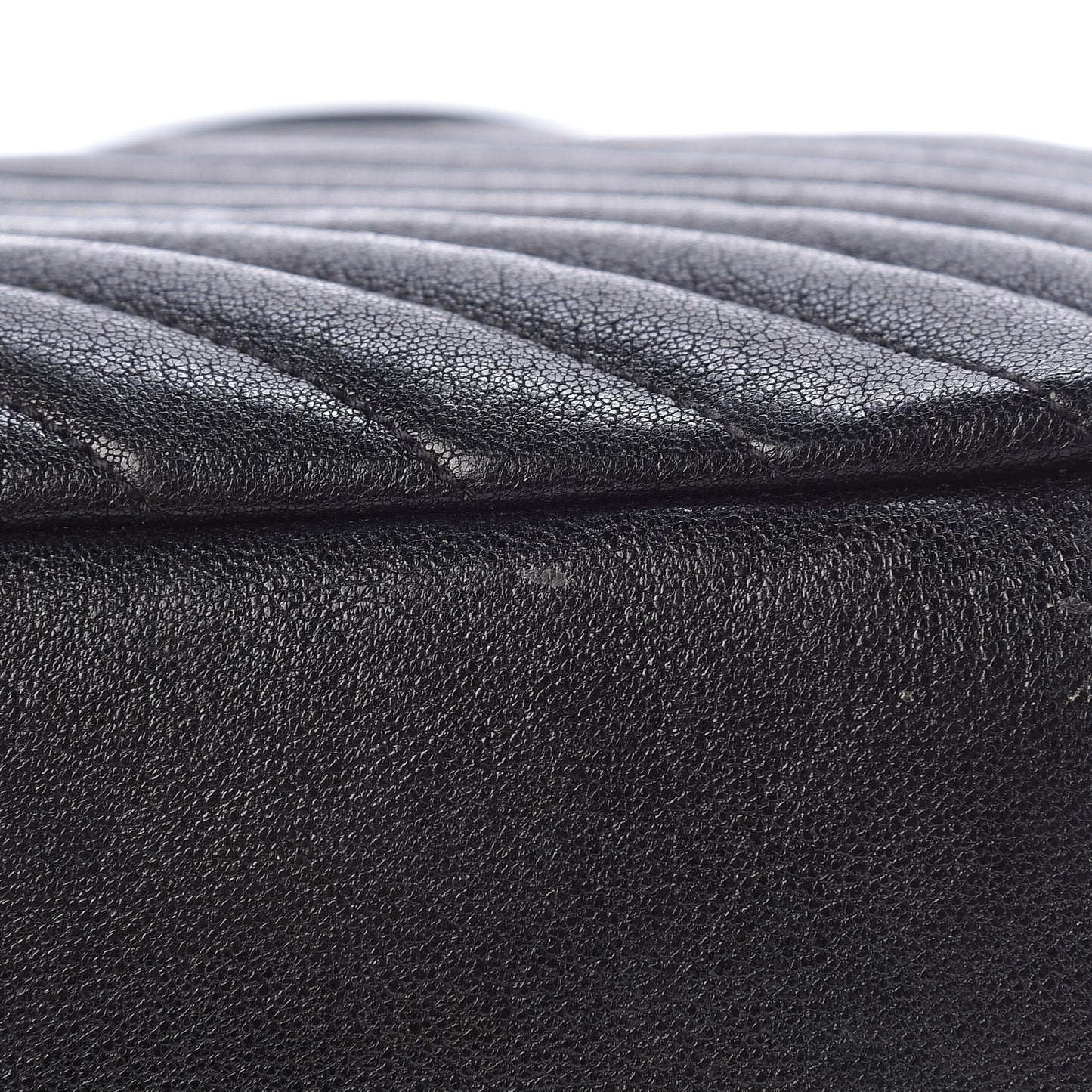 Sheepskin Matelasse Chevron Monogram Large College Satchel Black