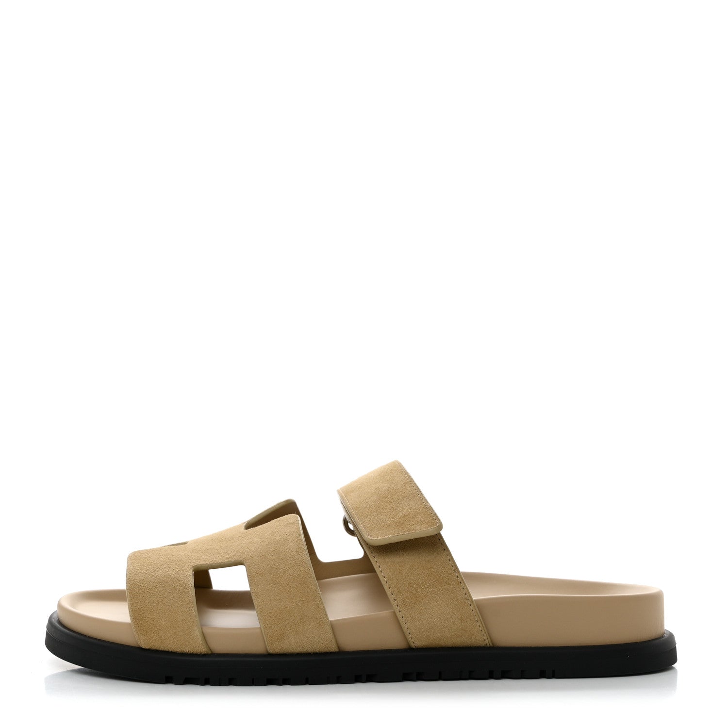 Hermes Suede Goatskin Womens Chypre Sandals 39 Beige Lin 1 of 9