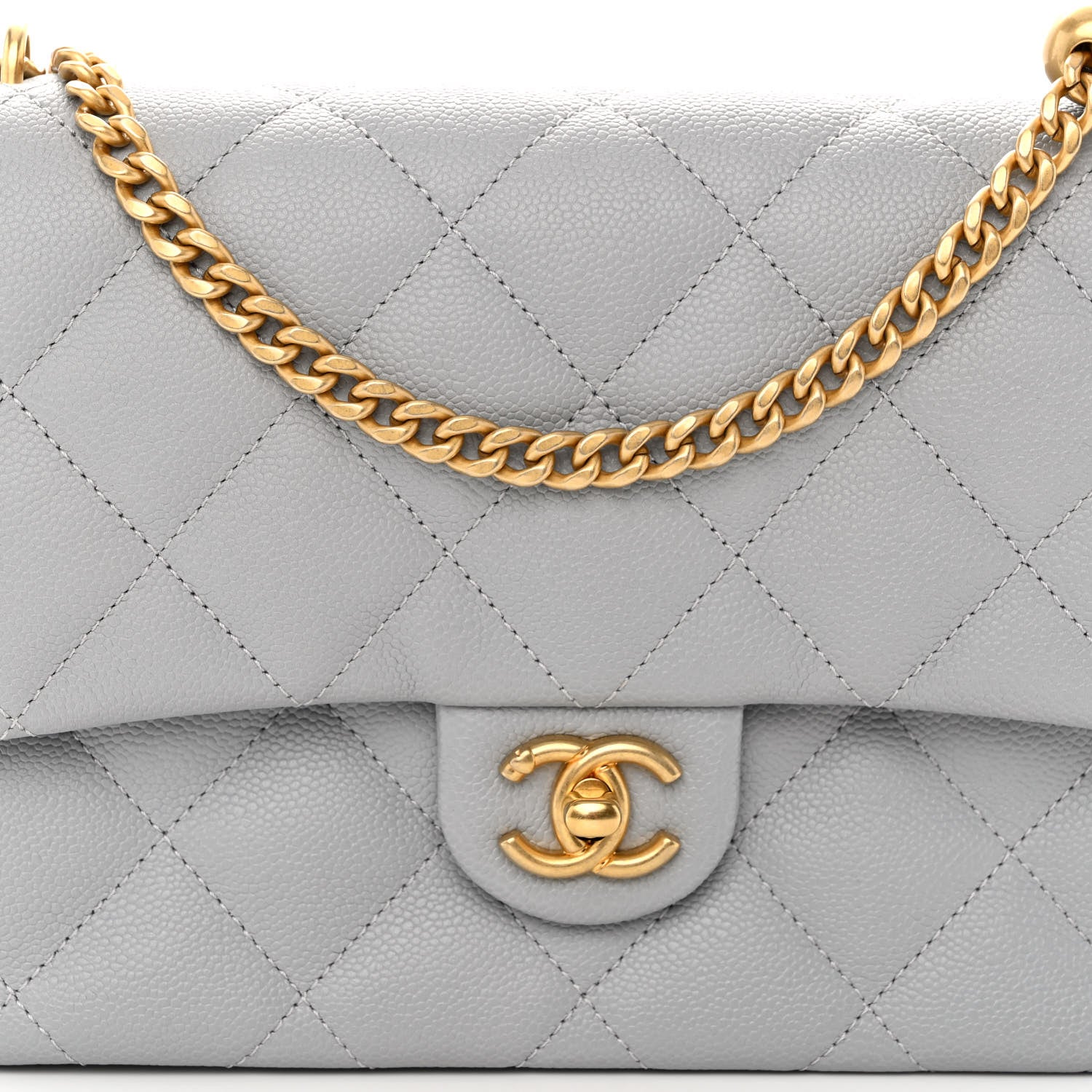 Chanel Caviar Quilted Sweetheart Flap Grey 8 of 10