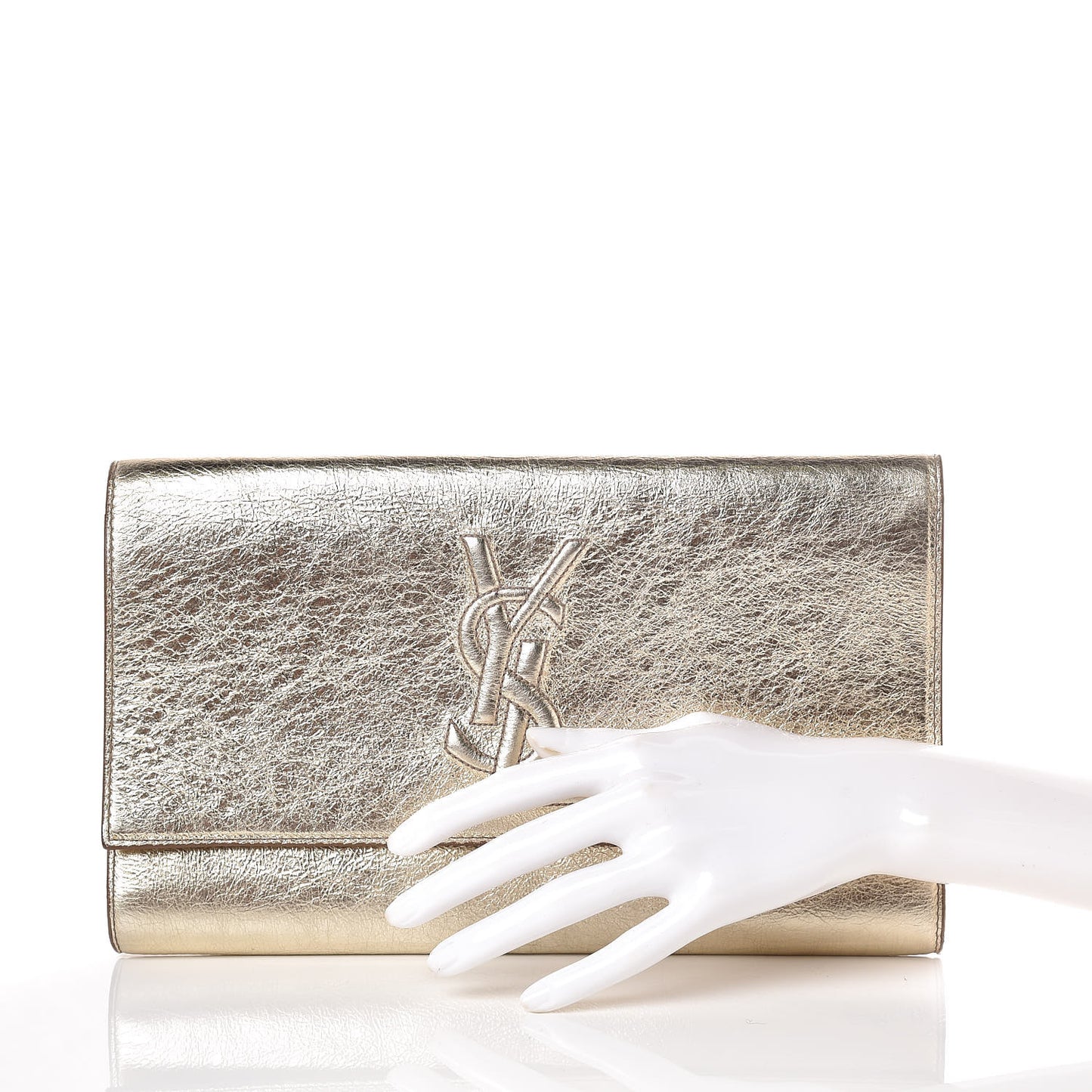 Metallic Calfskin Monogram Large Belle De Jour Clutch Gold