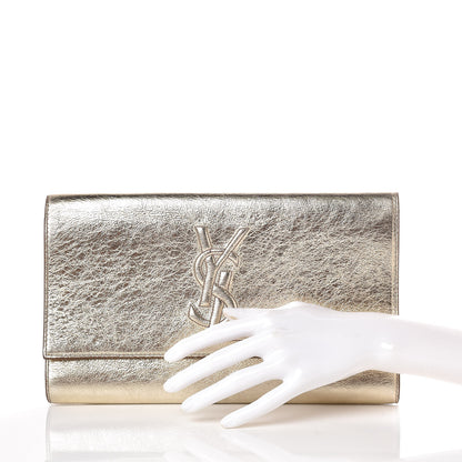 Saint Laurent Metallic Calfskin Monogram Large Belle De Jour Clutch Gold 2 of 6
