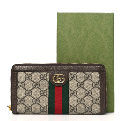 Gucci GG Supreme Monogram Web Ophidia Zip Around Wallet Brown 9 of 9