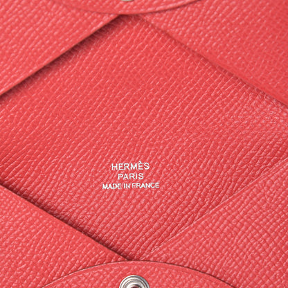 Hermes Epsom Calvi Card Case Rouge Casaque 6 of 11