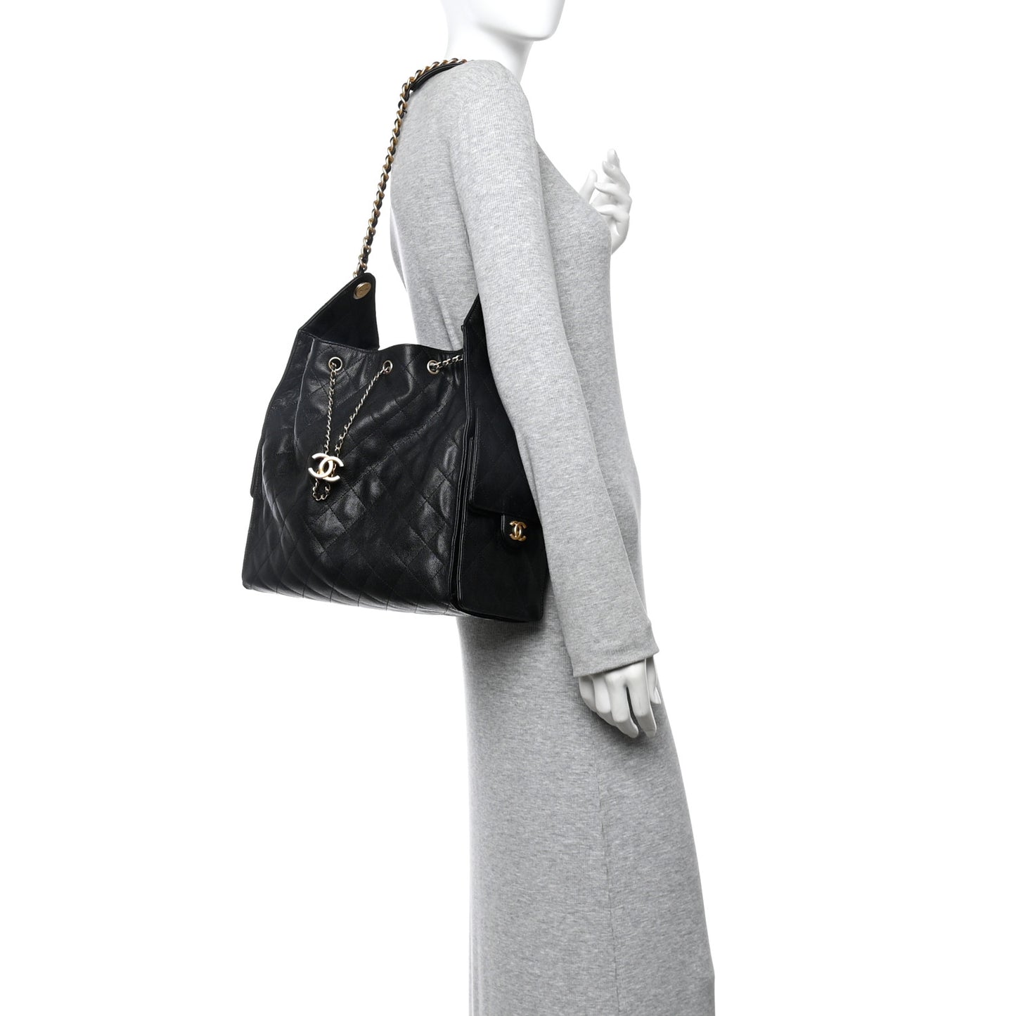 Caviar Quilted Medium Chanel 25 Handbag Black