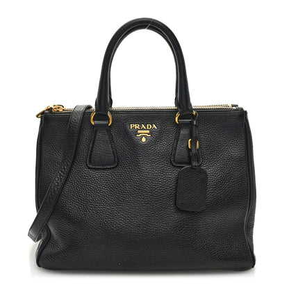 Prada Vitello Daino Double Zip Tote Black 1 of 10